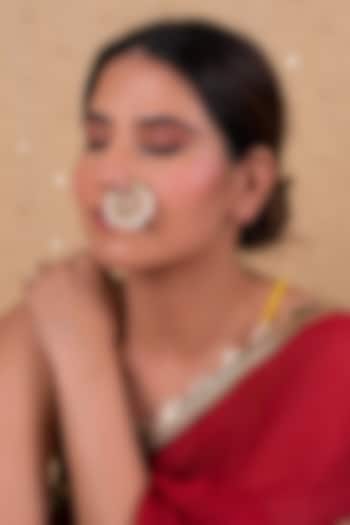 Gold Plated Jadau Kundan Polki Nose Ring by Shlok Jewels at Pernia's Pop Up Shop