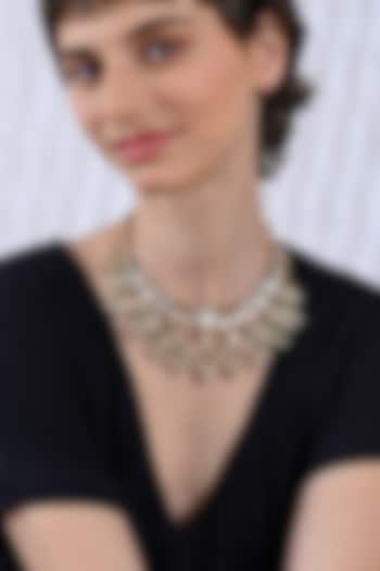 Gold Plated Mother Of Pearl Choker Necklace Set by Shlok Jewels at Pernia's Pop Up Shop