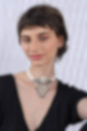 Gold Plated Mother Of Pearl Choker Necklace Set by Shlok Jewels at Pernia's Pop Up Shop