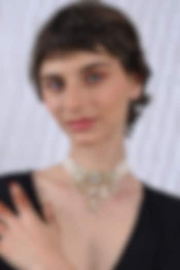 Gold Plated Mother Of Pearl Choker Necklace Set by Shlok Jewels at Pernia's Pop Up Shop