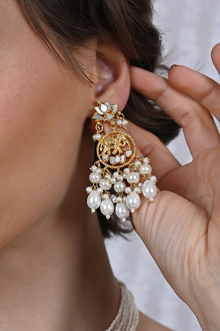 Gold Plated Mother Of Pearl Necklace Set by Shlok Jewels at Pernia's Pop Up Shop
