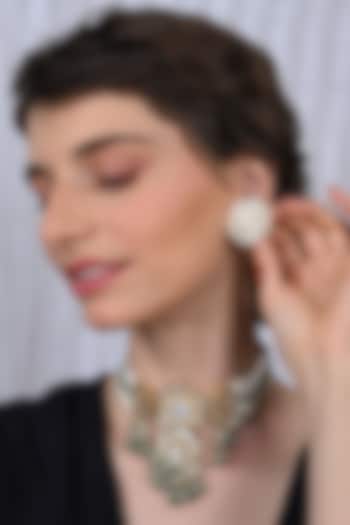 Gold Plated Mother Of Pearl Choker Necklace Set by Shlok Jewels at Pernia's Pop Up Shop