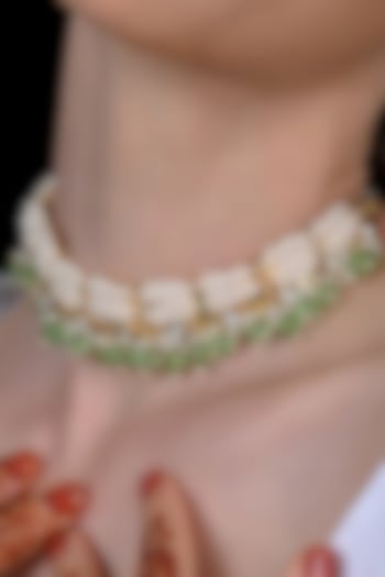 Gold Plated Jadau Kundan Polki Choker Necklace by Shlok Jewels at Pernia's Pop Up Shop