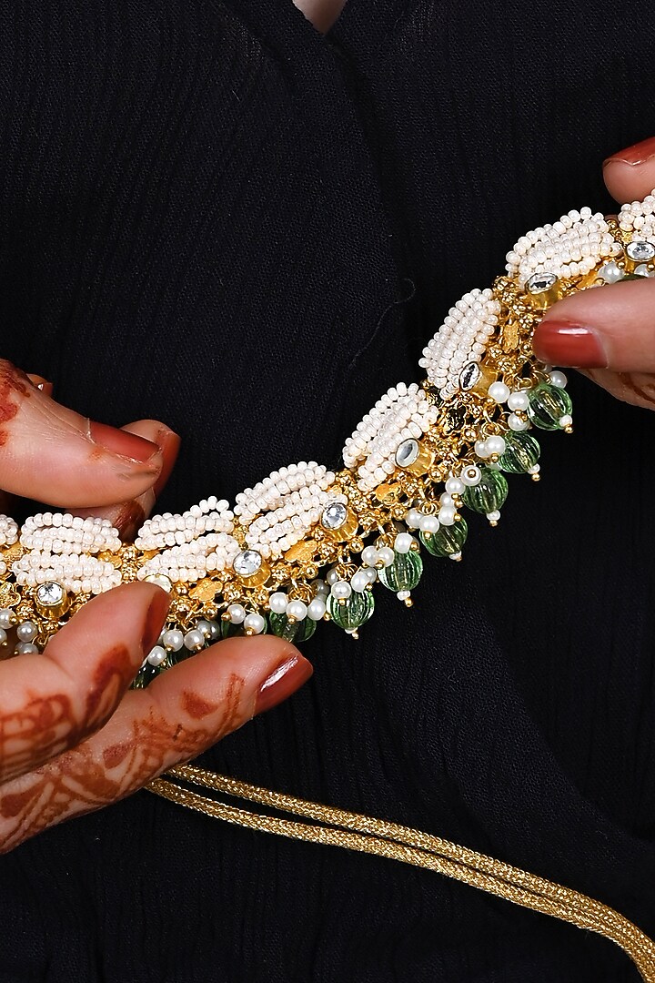Gold Plated Jadau Kundan Polki Choker Necklace by Shlok Jewels at Pernia's Pop Up Shop