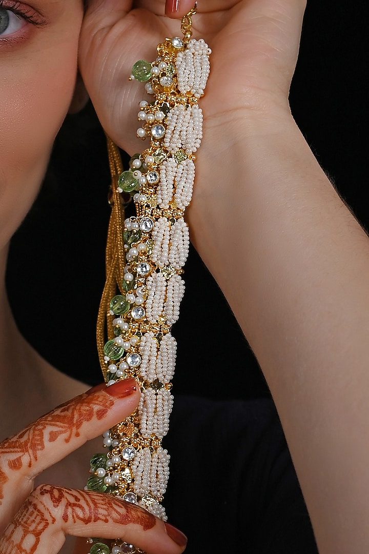 Gold Plated Jadau Kundan Polki Choker Necklace by Shlok Jewels at Pernia's Pop Up Shop