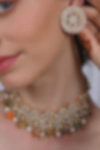 Gold Plated Jadau Kundan Polki Necklace Set by Shlok Jewels at Pernia's Pop Up Shop