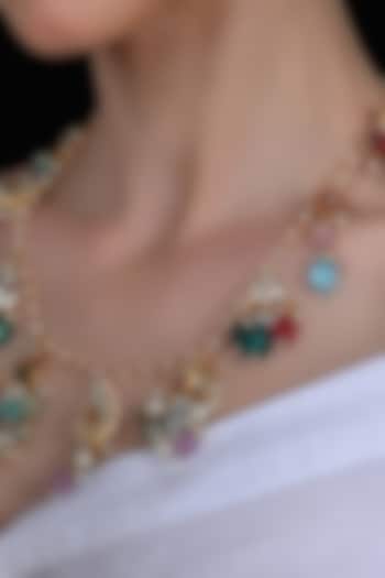 Gold Plated Multi-Colored Jadau Kundan Polki Long Necklace by Shlok Jewels at Pernia's Pop Up Shop
