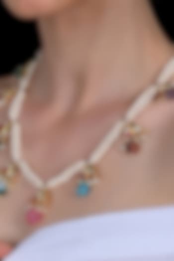 Gold Plated Multi-Colored Jadau Kundan Polki Long Necklace Set by Shlok Jewels at Pernia's Pop Up Shop