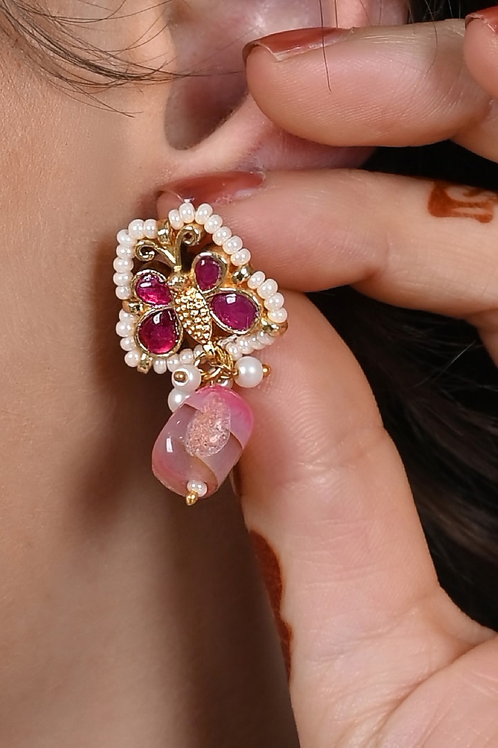 Gold Plated Multi-Colored Jadau Kundan Polki Long Necklace Set by Shlok Jewels at Pernia's Pop Up Shop