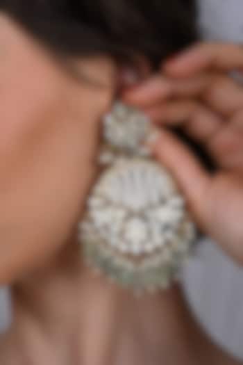 Gold Plated Mother Of Pearl Chandbali Earrings by Shlok Jewels at Pernia's Pop Up Shop