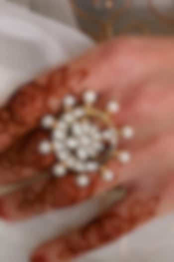 Gold Plated Jadau Kundan Polki Ring by Shlok Jewels at Pernia's Pop Up Shop