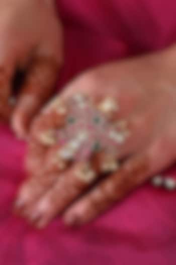 Gold Plated Multi-Colored Jadau Kundan Polki Ring by Shlok Jewels at Pernia's Pop Up Shop