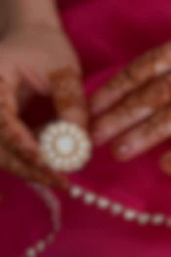 Gold Plated Mother Of Pearl Ring by Shlok Jewels at Pernia's Pop Up Shop