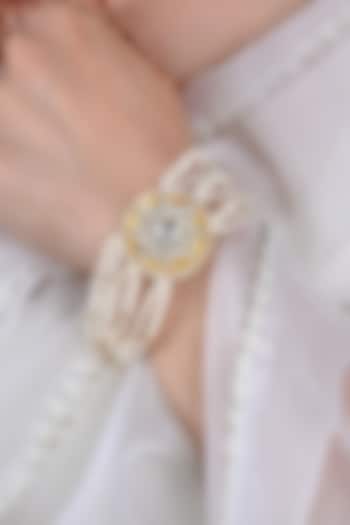 Gold Plated Jadau Kundan Polki Bracelet by Shlok Jewels at Pernia's Pop Up Shop