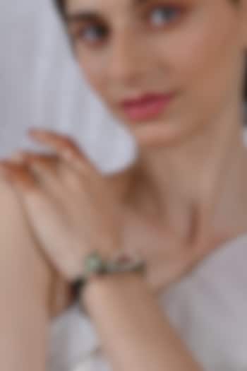 Gold Plated Multi-Colored Jadau Kundan Polki Bracelet by Shlok Jewels at Pernia's Pop Up Shop