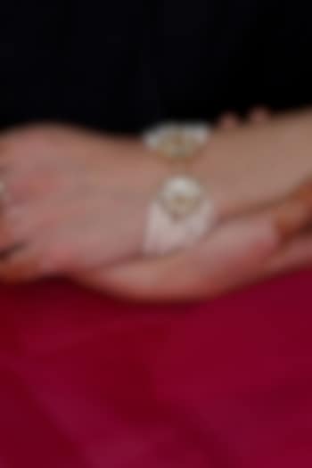 Gold Plated Jadau Kundan Polki Bracelet by Shlok Jewels at Pernia's Pop Up Shop