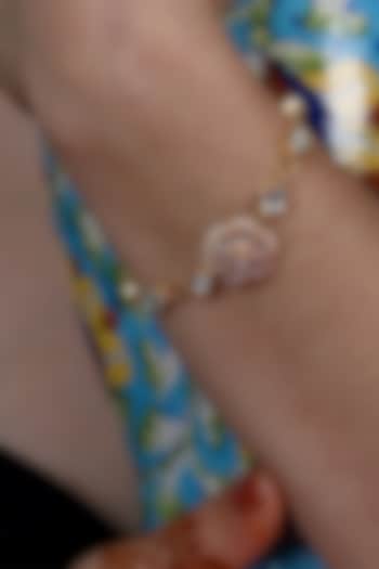 Gold Plated Jadau Kundan Polki Bracelet by Shlok Jewels at Pernia's Pop Up Shop