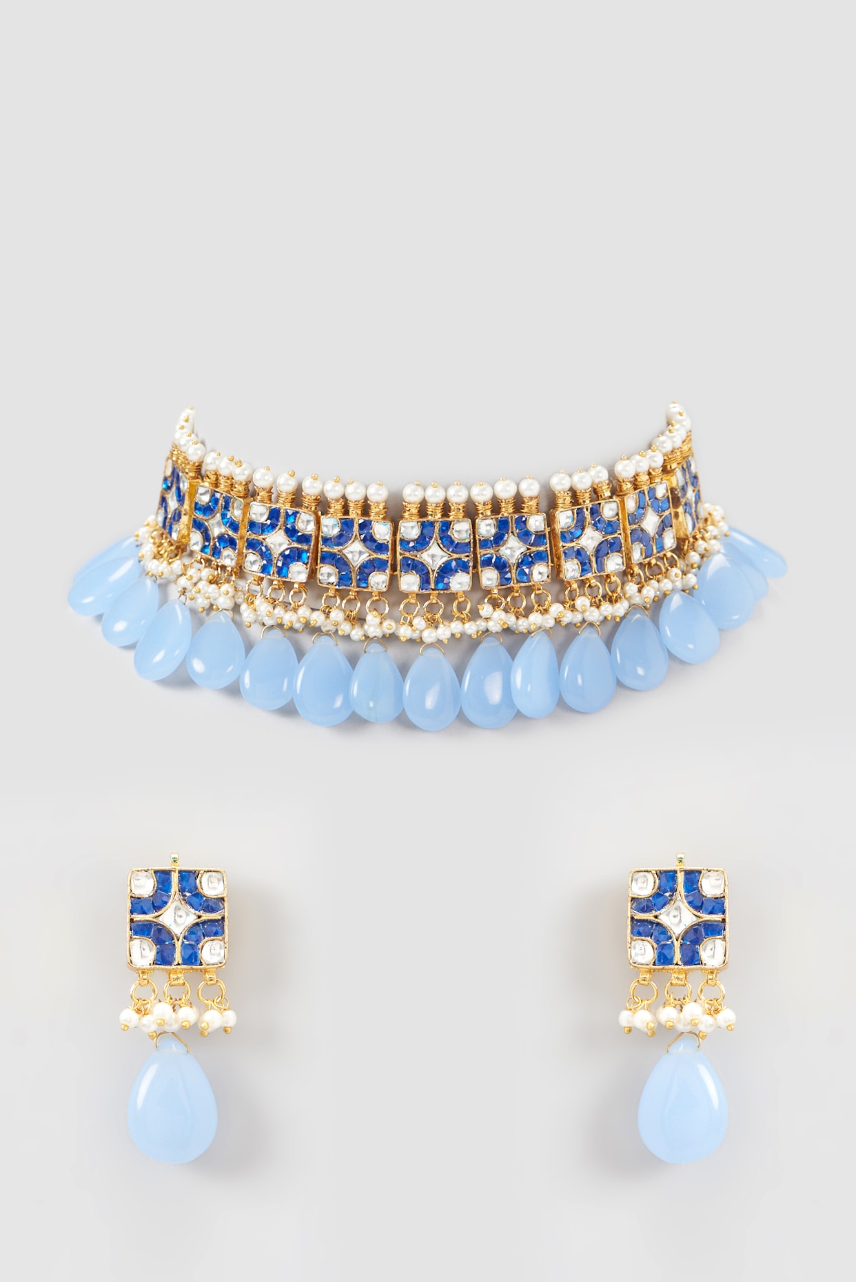 Gold Plated Imitation Kundan Choker Necklace Set by Shlok Jewels