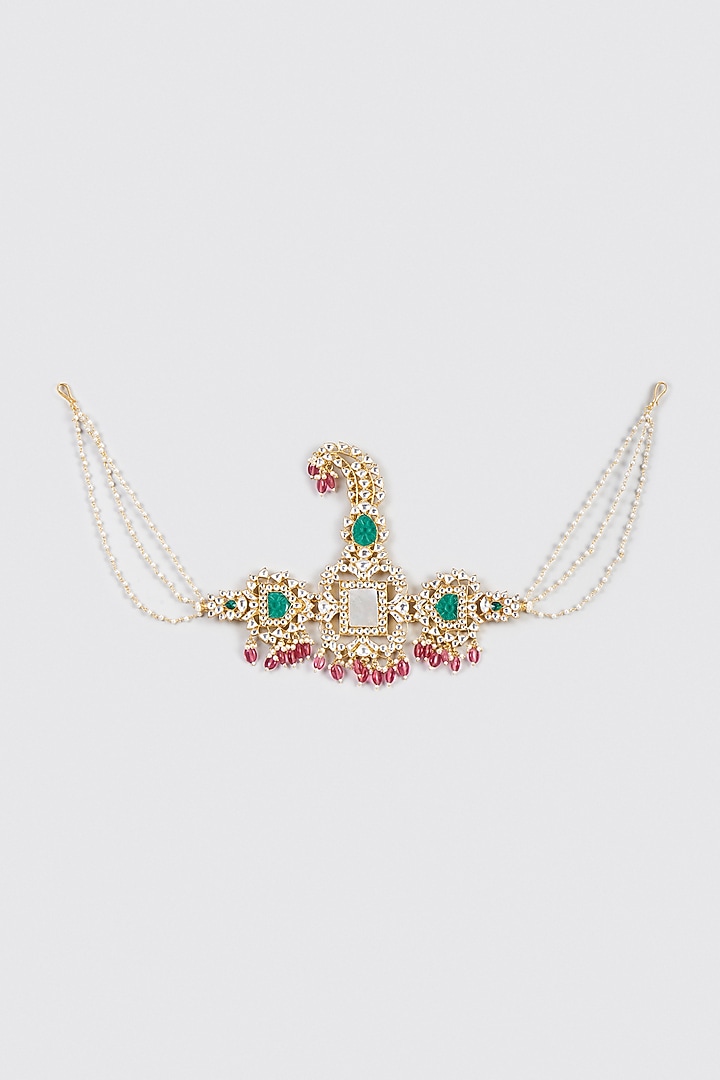 Gold Plated Kundan Kilagi by Shlok Jewels Men at Pernia's Pop Up Shop