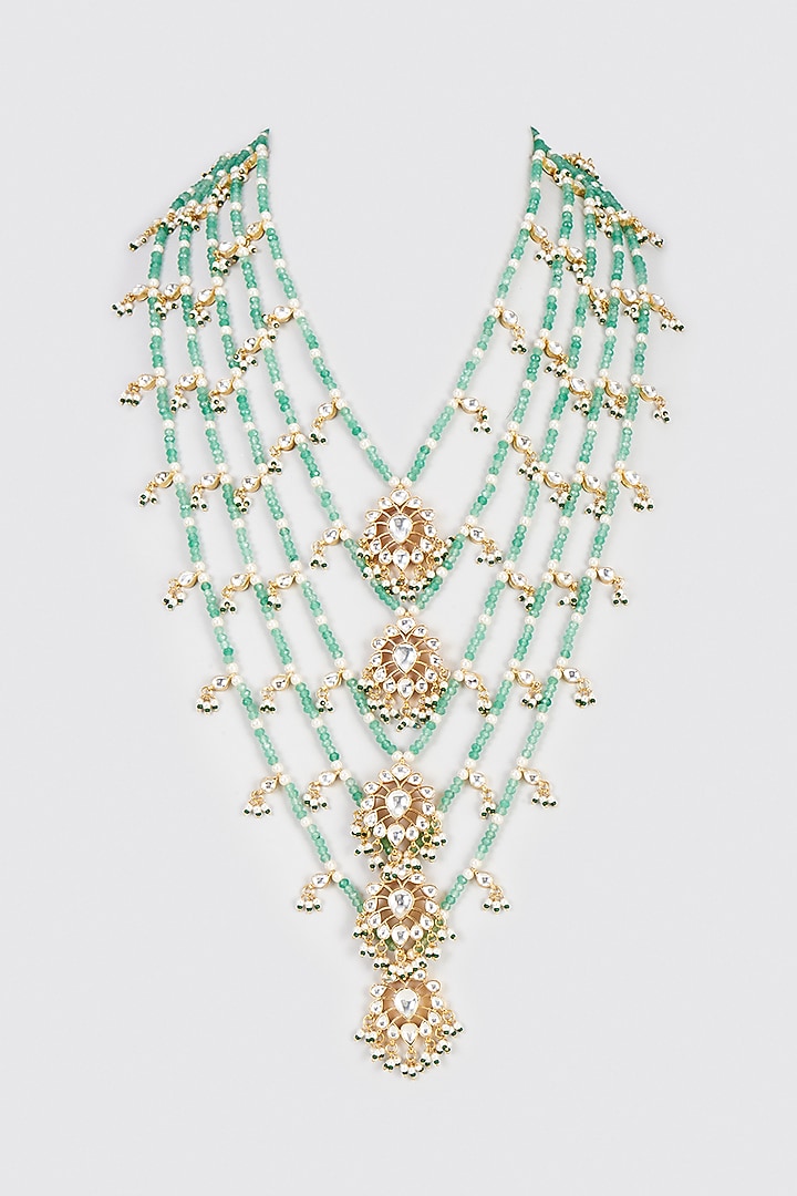 Gold Plated Semi Precious Stone Mala by Shlok Jewels Men at Pernia's Pop Up Shop