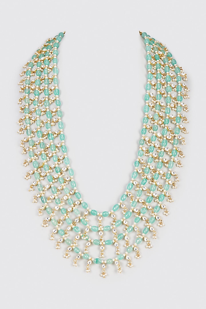 Gold Plated Semi Precious Stone Mala by Shlok Jewels Men at Pernia's Pop Up Shop
