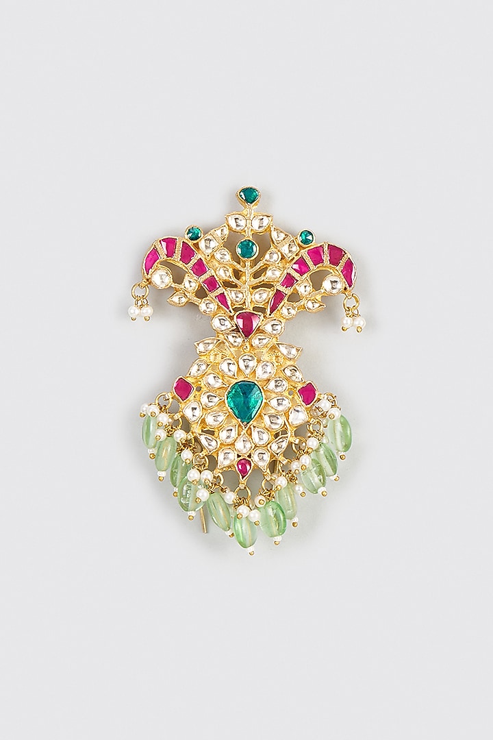Gold Plated Kundan Kilagi by Shlok Jewels Men at Pernia's Pop Up Shop