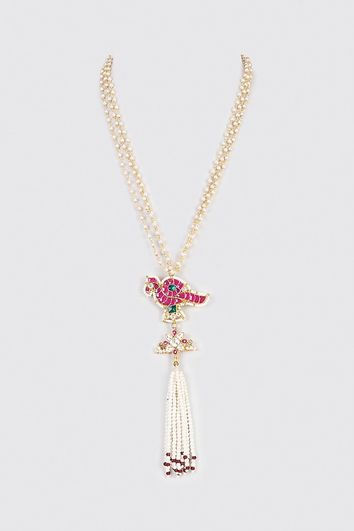Gold Plated Semi Precious Stone Mala by Shlok Jewels Men at Pernia's Pop Up Shop