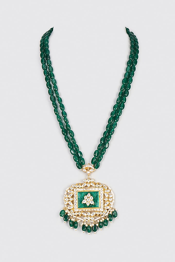 Gold Plated Semi Precious Stone Mala by Shlok Jewels Men at Pernia's Pop Up Shop
