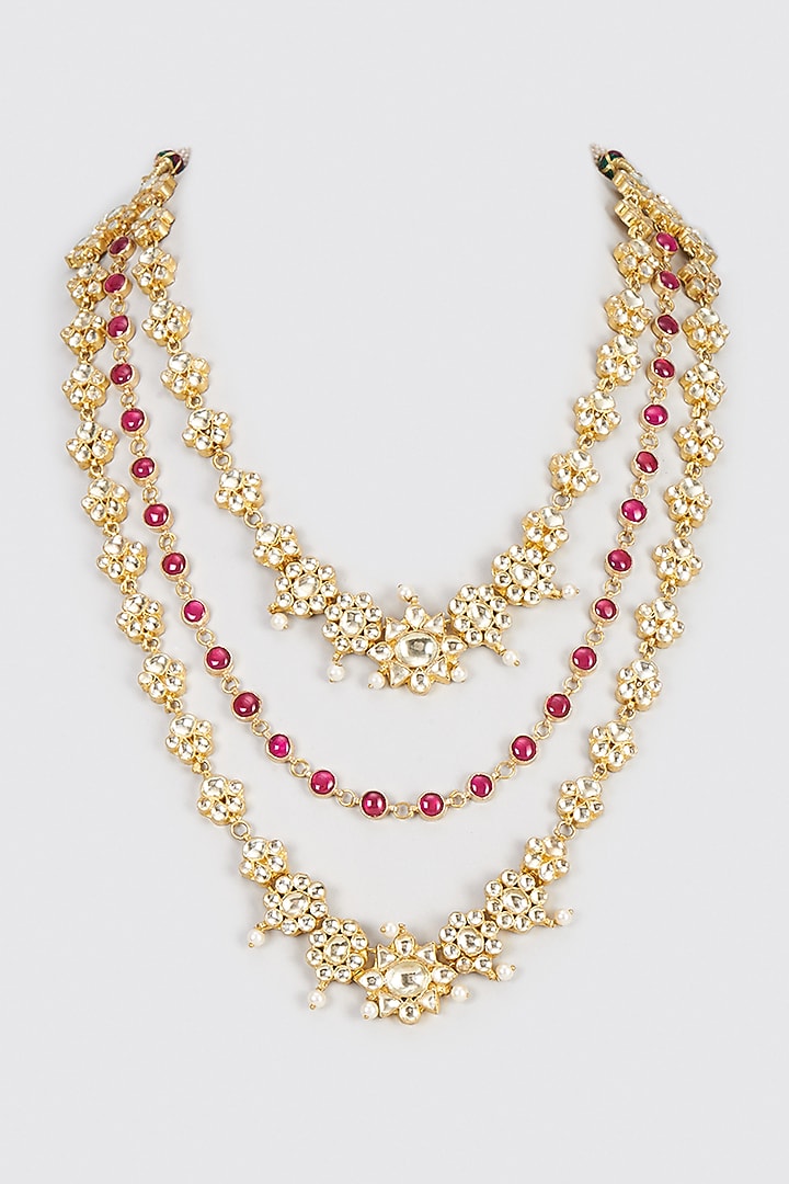 Gold Plated Semi Precious Stone Mala by Shlok Jewels Men at Pernia's Pop Up Shop