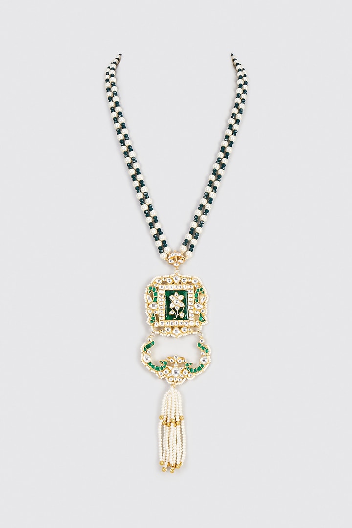 Gold Plated Semi Precious Stone Mala by Shlok Jewels Men at Pernia's Pop Up Shop