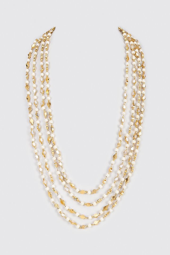 Gold Plated Semi Precious Stone Mala by Shlok Jewels Men at Pernia's Pop Up Shop