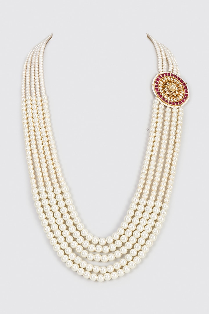 Gold Plated Semi Precious Stone Mala by Shlok Jewels Men at Pernia's Pop Up Shop