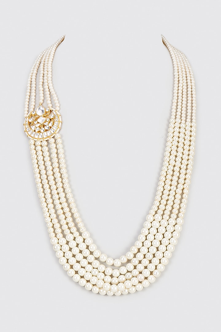 Gold Plated Semi Precious Stone Mala by Shlok Jewels Men at Pernia's Pop Up Shop