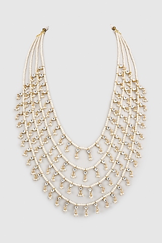 Gold Plated Kundan Polki & Semi Precious Stone Mala by Shlok Jewels Men
