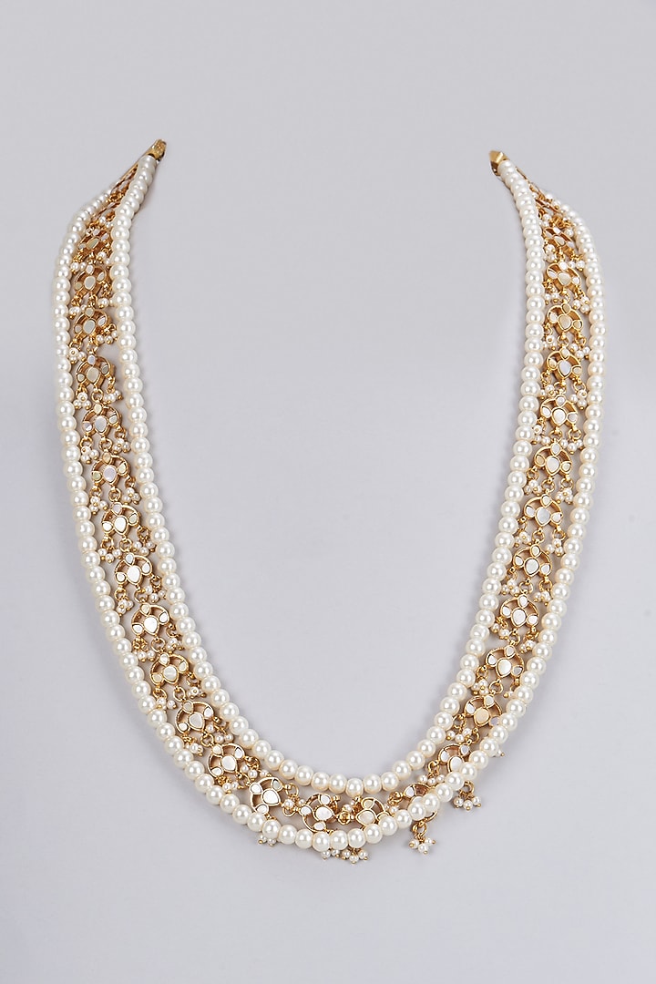 Gold Plated Kundan Polki & Pearl Mala by Shlok Jewels Men at Pernia's Pop Up Shop