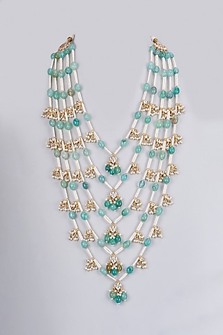 Gold Plated Kundan Polki & Pearl Enameled Mala by Shlok Jewels Men