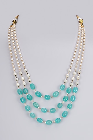 Gold Plated Pearl & Beaded Mala by Shlok Jewels Men
