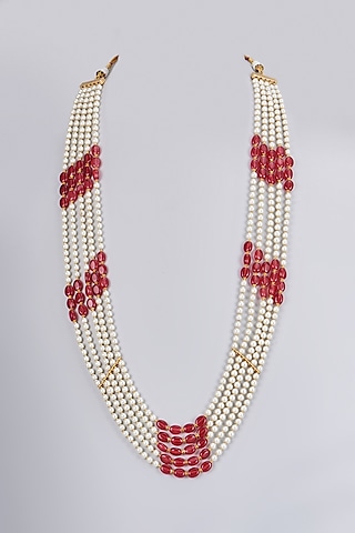 Gold Plated Pearl & Beaded Mala by Shlok Jewels Men