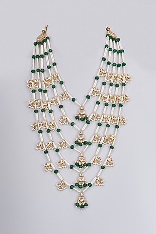Gold Plated Kundan Polki & Pearl Mala by Shlok Jewels Men