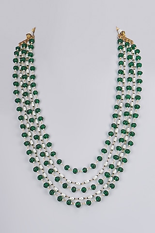 Gold Plated Pearl & Beaded Mala by Shlok Jewels Men