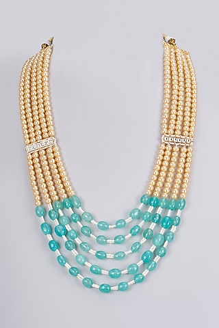 Gold Plated Kundan Polki & Pearl Mala by Shlok Jewels Men