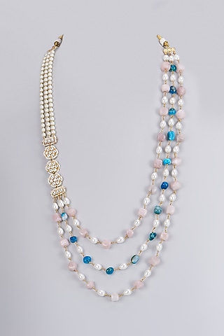Gold Plated Kundan Polki & Pearl Mala by Shlok Jewels Men