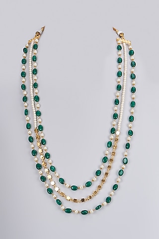 Gold Plated Kundan Polki & Pearl Mala by Shlok Jewels Men