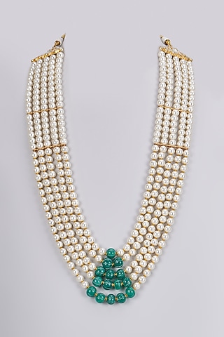 Gold Plated Pearl & Beaded Mala by Shlok Jewels Men