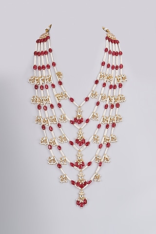 Gold Plated Kundan Polki & Pearl Mala by Shlok Jewels Men