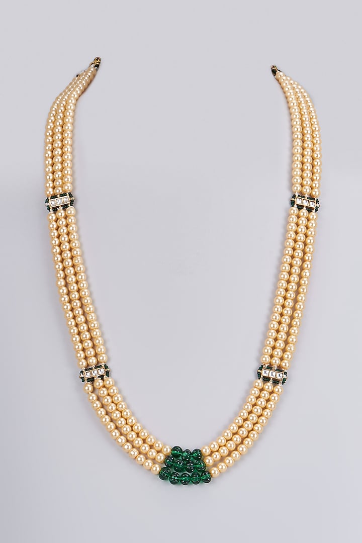 Gold Plated Pearl & Beaded Mala by Shlok Jewels Men
