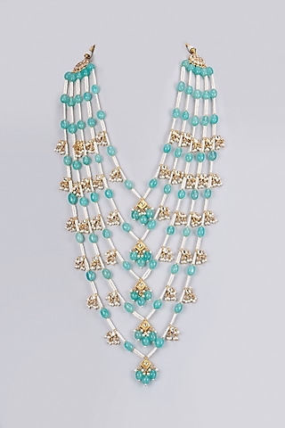 Gold Plated Kundan Polki & Pearl Mala by Shlok Jewels Men