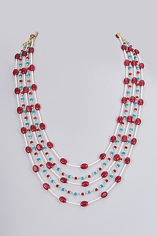 Gold Plated Pearl & Beaded Mala by Shlok Jewels Men