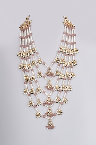 Gold Plated Kundan Polki & Pearl Mala by Shlok Jewels Men
