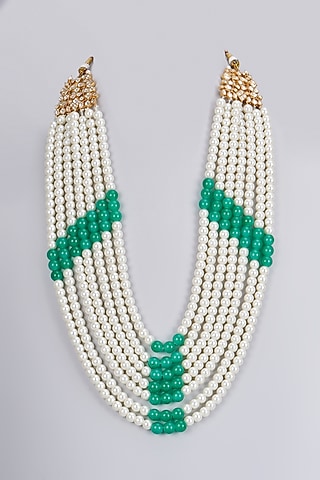 Gold Plated Kundan Polki & Pearl Mala by Shlok Jewels Men